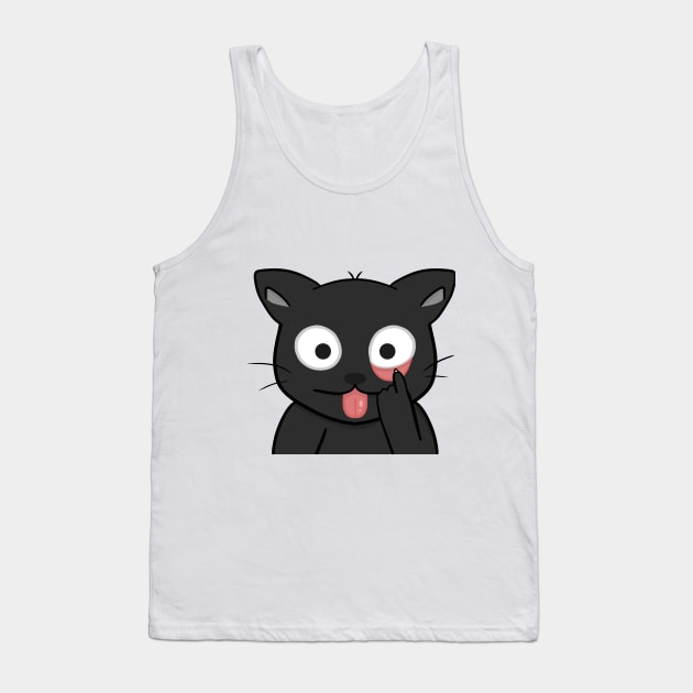 Cute tongue stick out black cat Tank Top by Zakuro